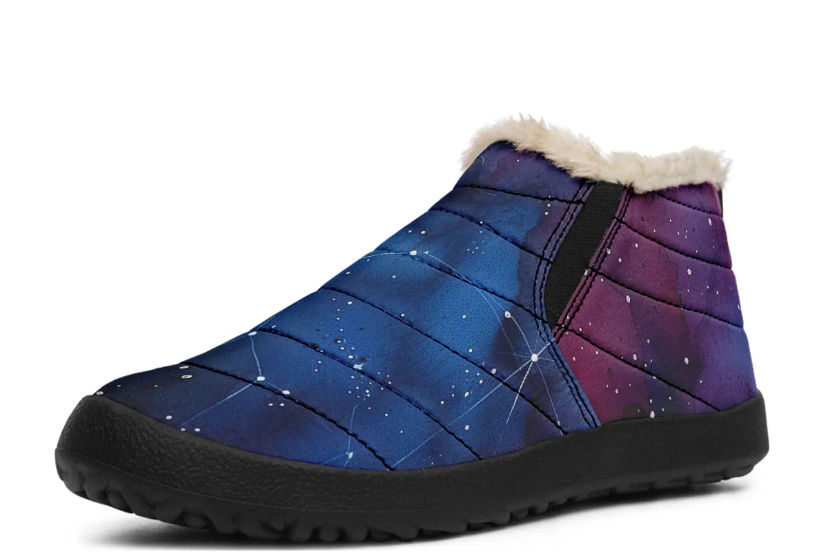 Night Winter Sneakers - Warm & Easy Slip-On Shoes Lined with Vegan Wool with Anti-Slip Soles