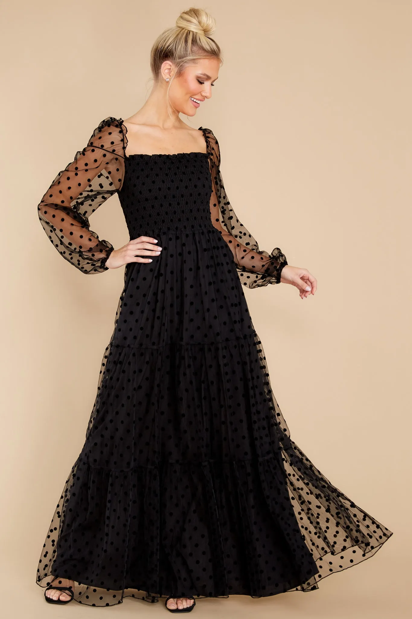 On The Dotted Line Black Polka Dot Maxi Dress