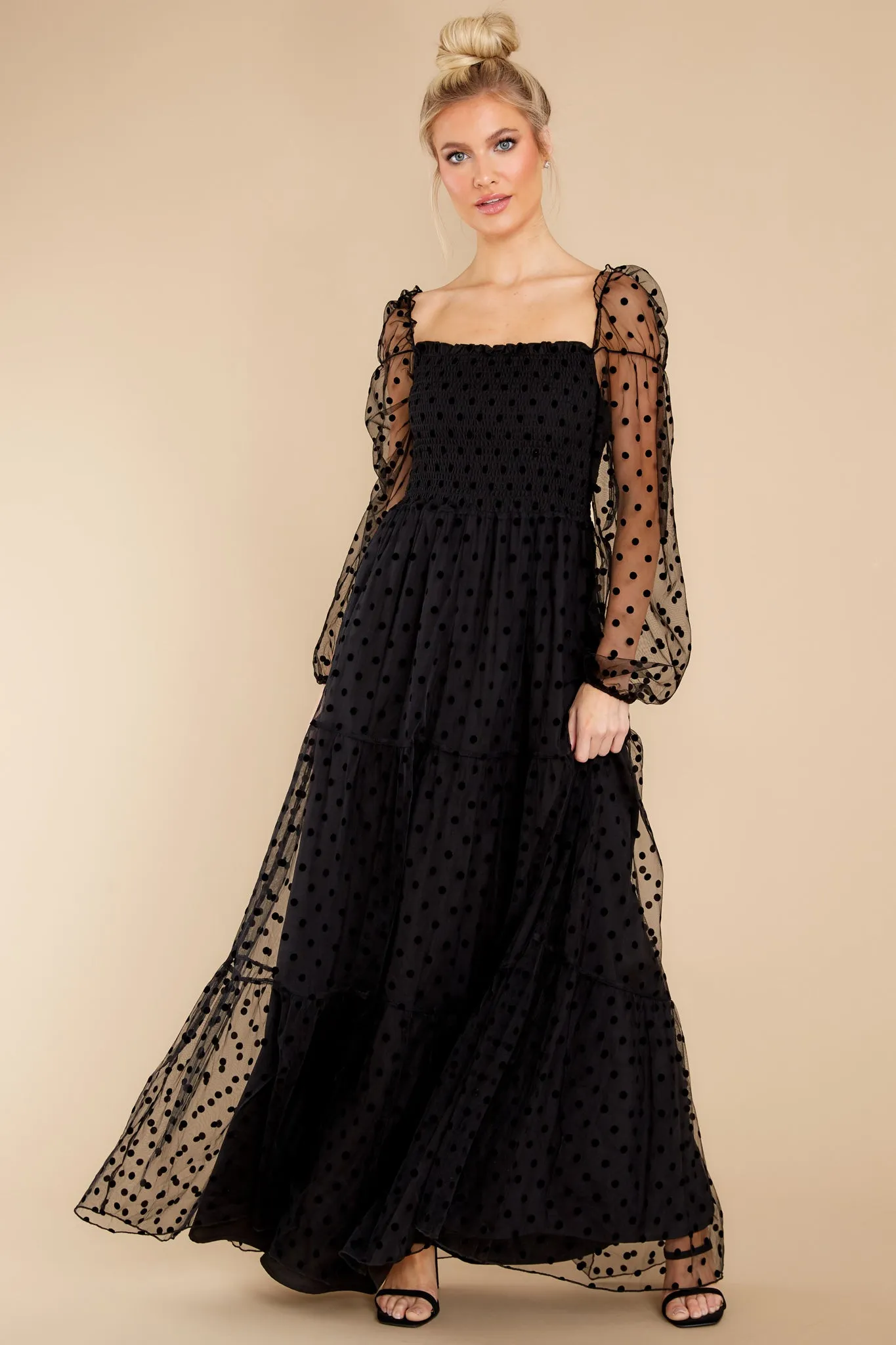 On The Dotted Line Black Polka Dot Maxi Dress