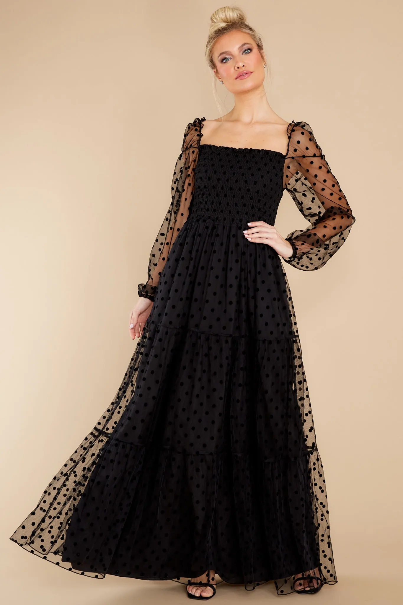 On The Dotted Line Black Polka Dot Maxi Dress