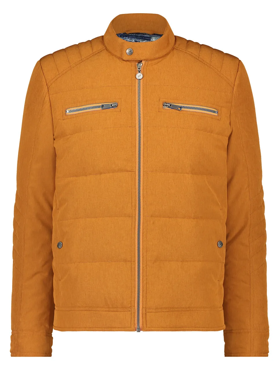 Padded Biker-Style Jacket - Rust