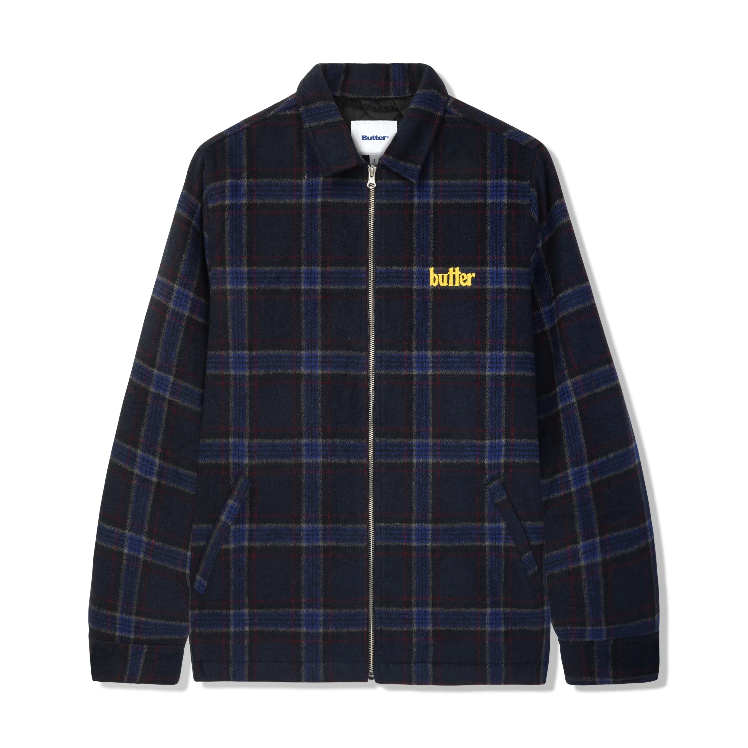 Plaid Flannel Insulated Overshirt, Navy