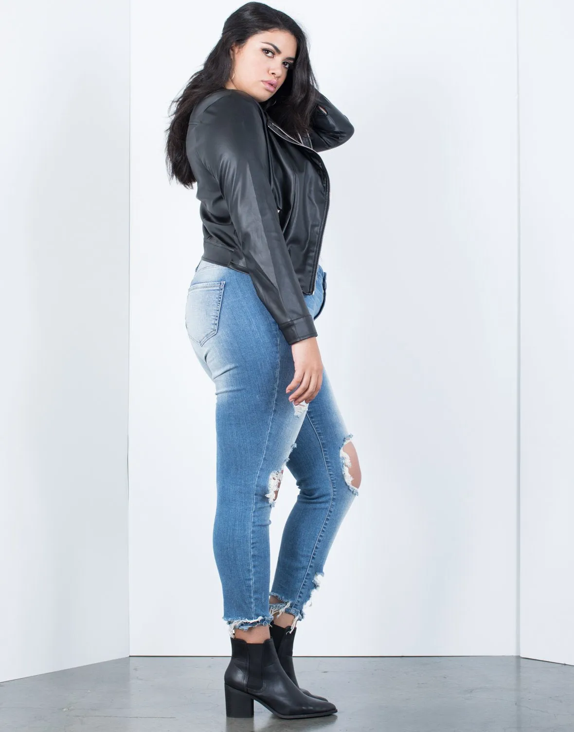 Plus Size Effortless Leather Jacket