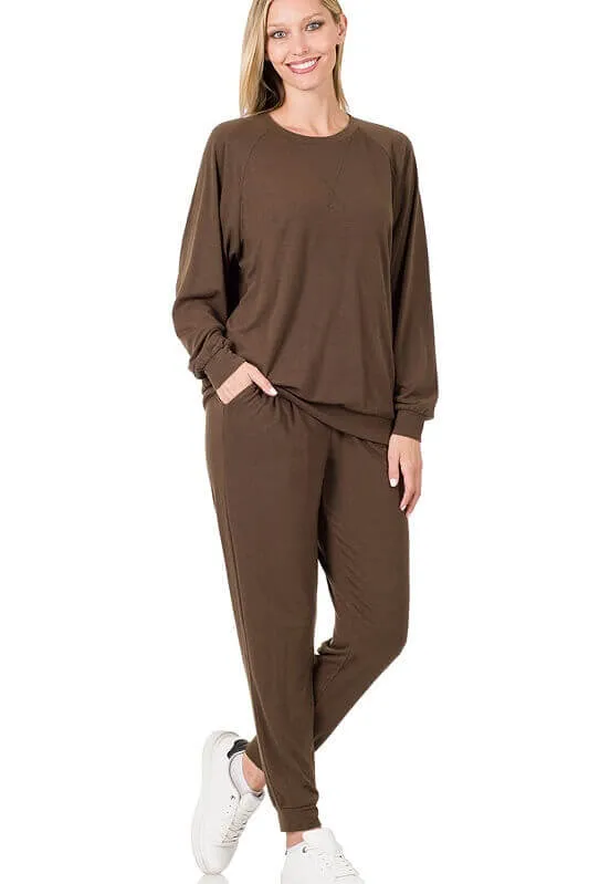 Raglan Sleeve Pullover & Jogger Pants Set