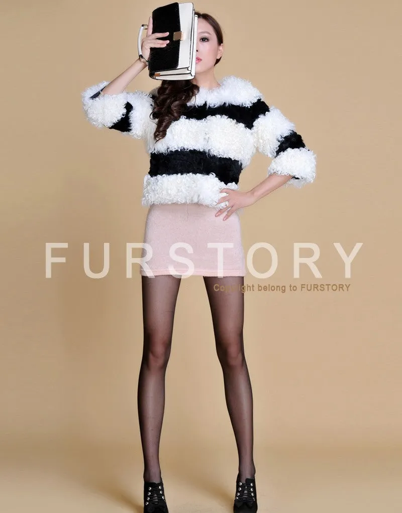 Real Lamb Fur and Rabbit Fur Coat Jacket Overcoat Ladies' Top Dress 2016 New Women's Fur Fur Sotry FS13063