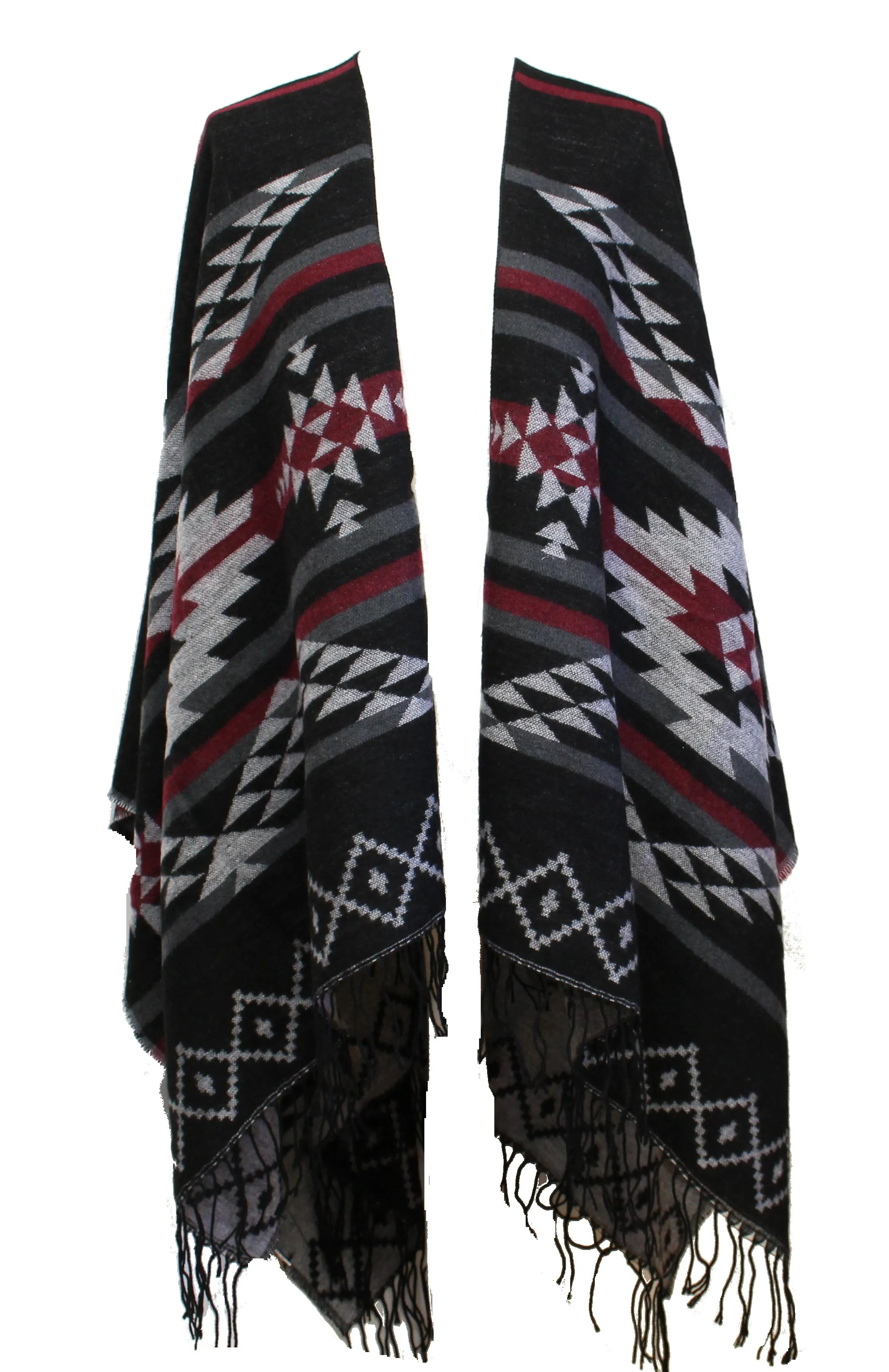 Reversible Aztec Print Winter Poncho/ Shawl