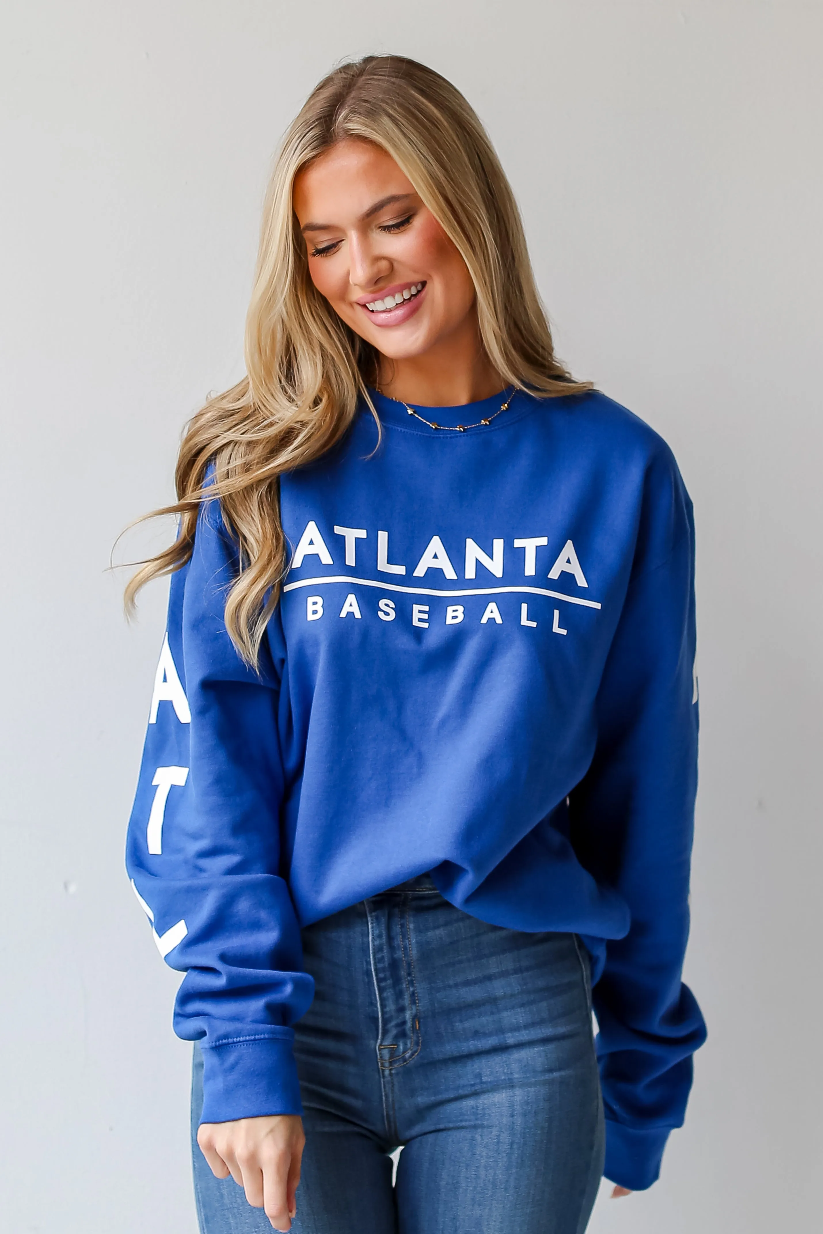 Royal Blue Atlanta Baseball Pullover