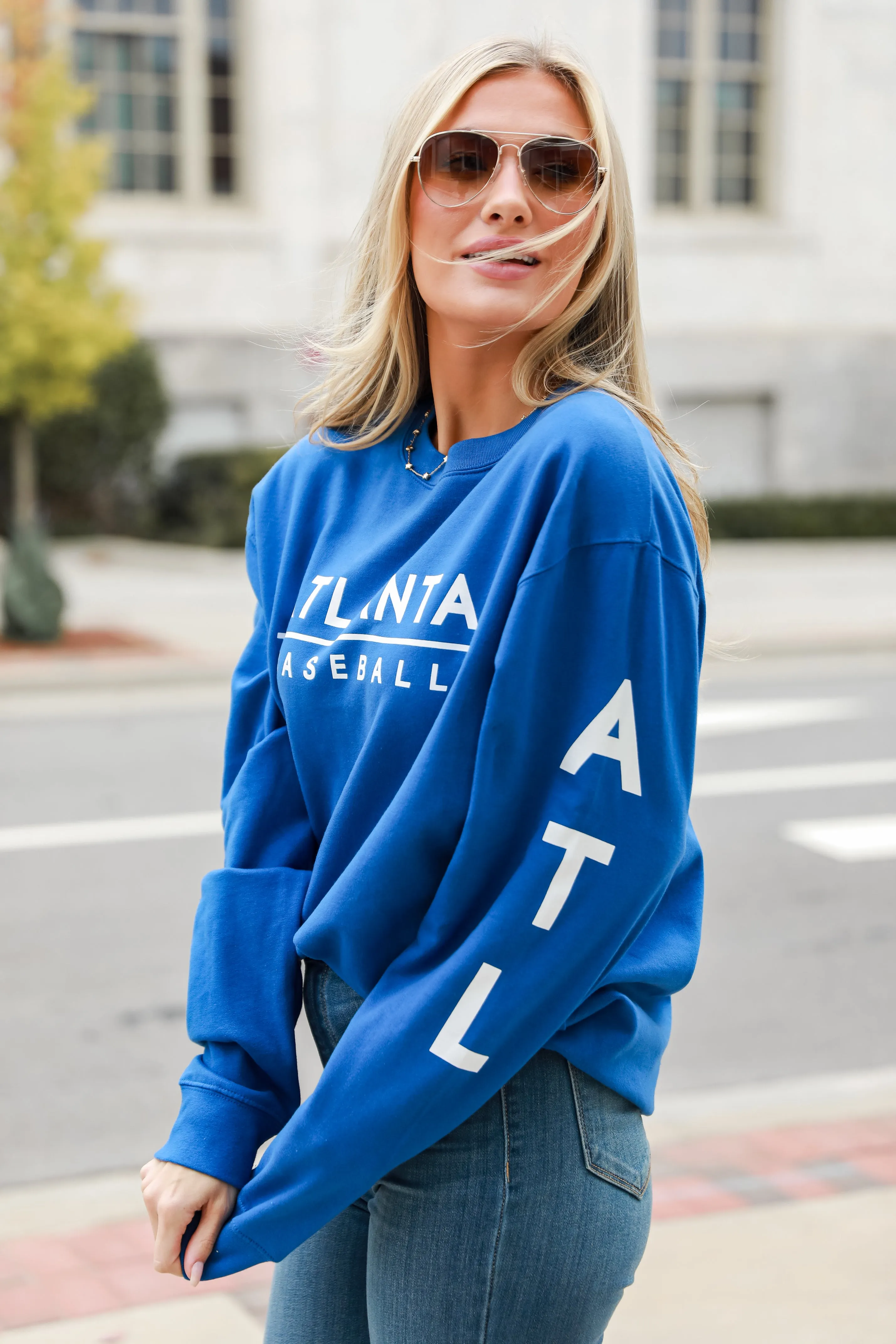 Royal Blue Atlanta Baseball Pullover