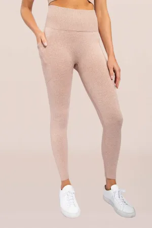 Seamless Hybrid Pocket Ribbed Highwaist Leggings Mud  or Light Blue