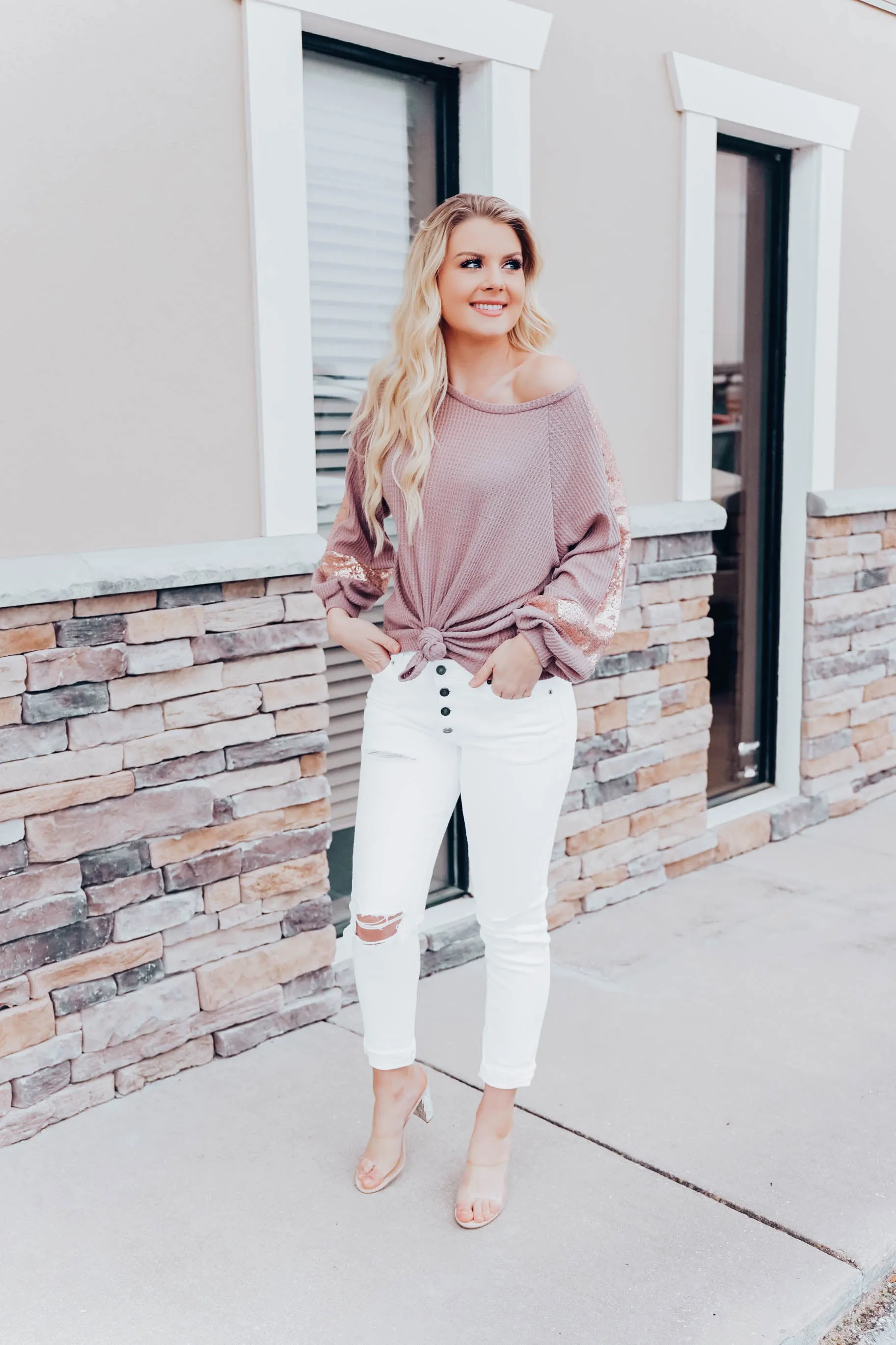 Shining Brightly Top - Taupe