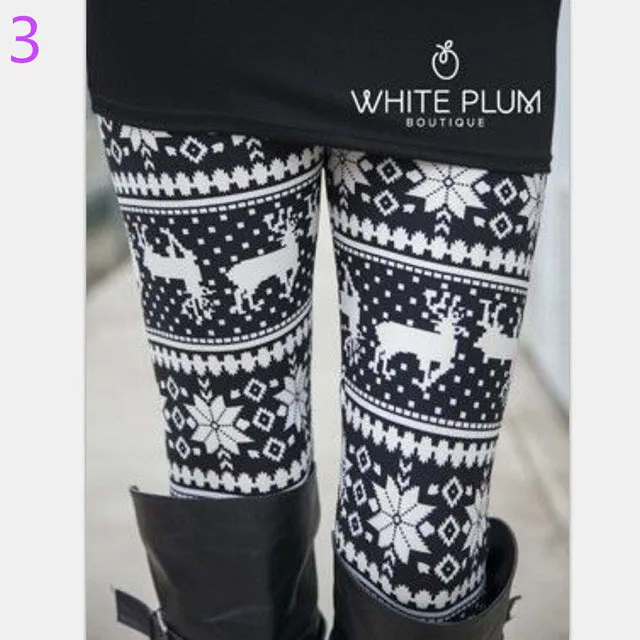 Snowflake Christmas Deer Leggings