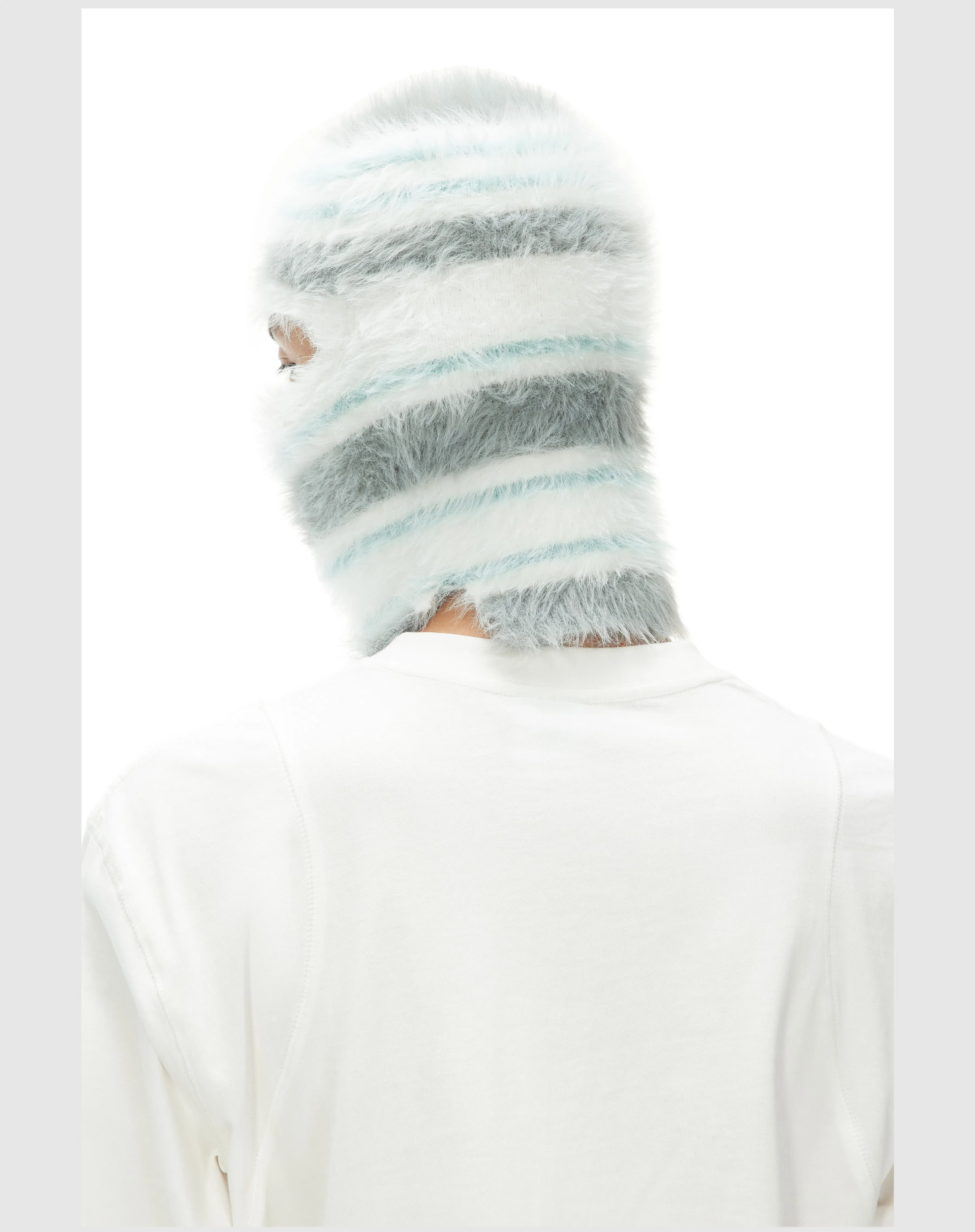 Striped Pullover Mink Knit Hat