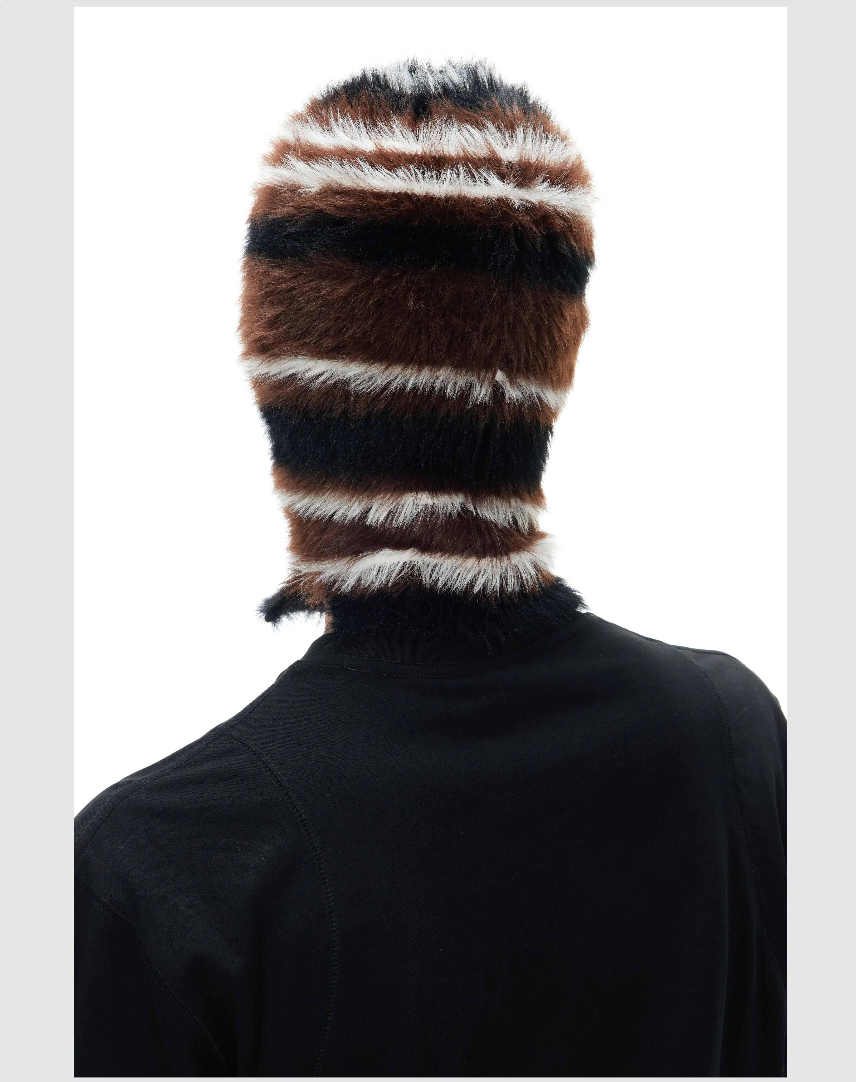 Striped Pullover Mink Knit Hat