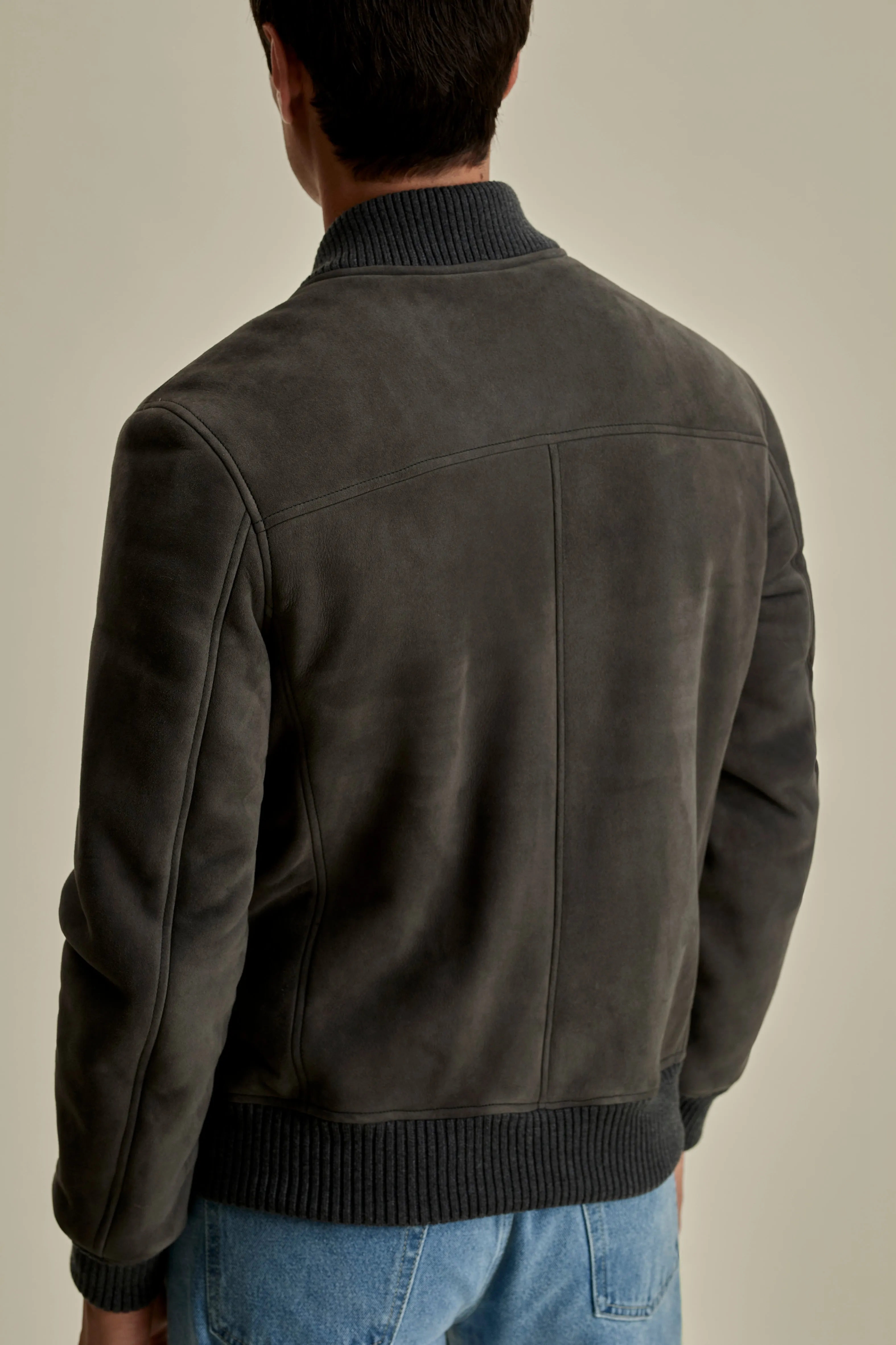 Suede Sheepskin Bomber Jacket