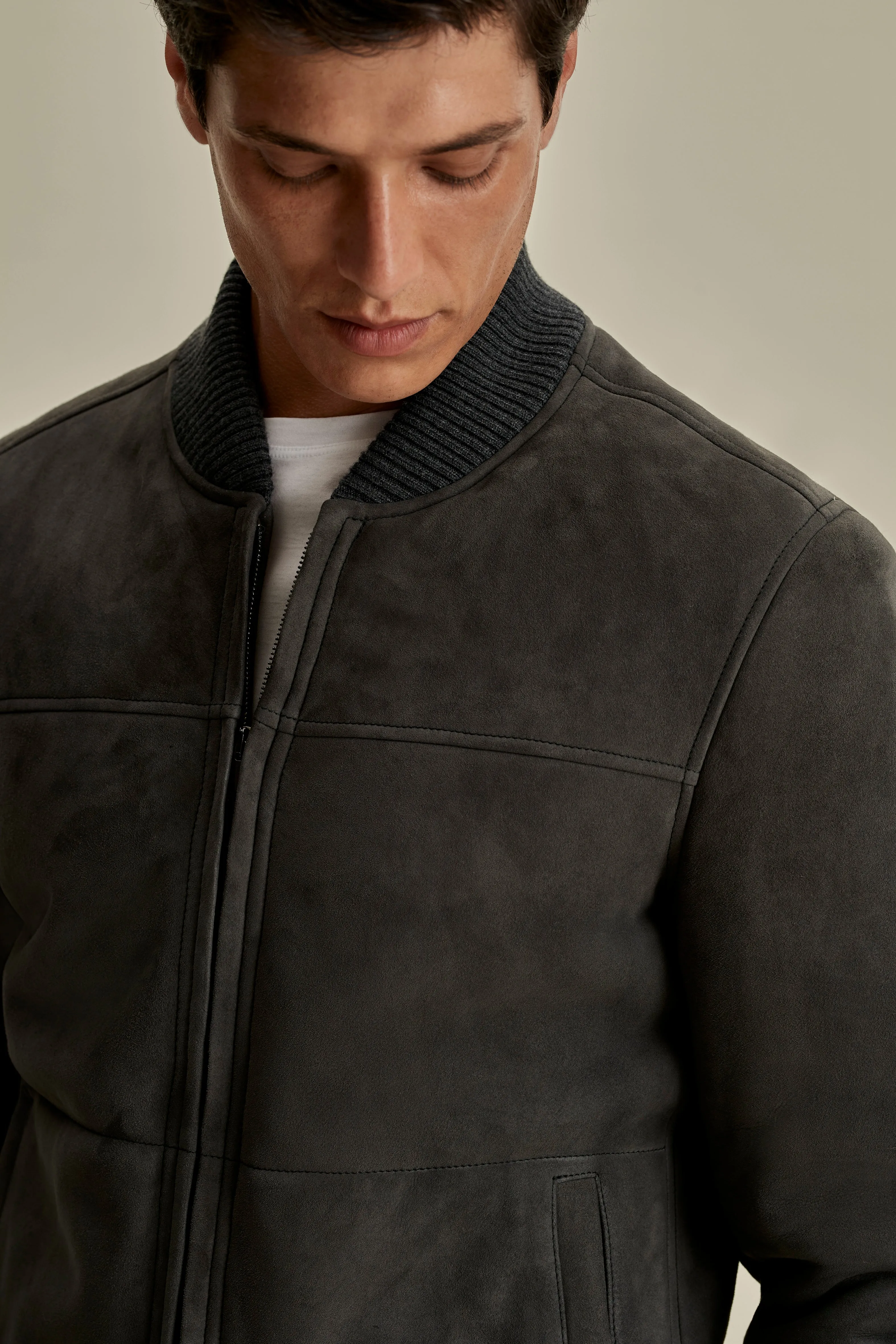 Suede Sheepskin Bomber Jacket