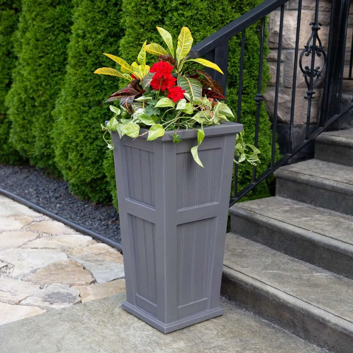 Tall Cape Cod Planter, Graphite Gray