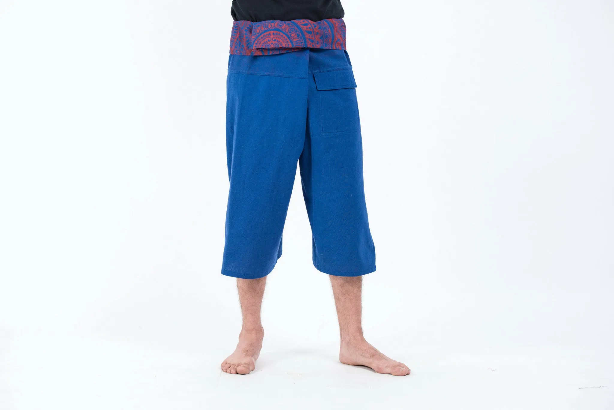 Unisex Cropped Thai Fisherman Pants in Navy