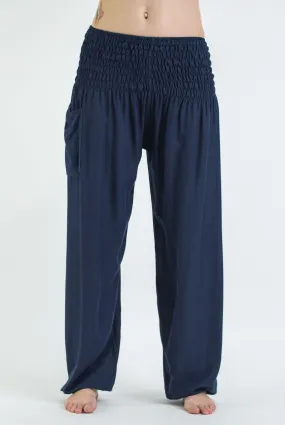 Unisex Solid Color Harem Pants in Blue