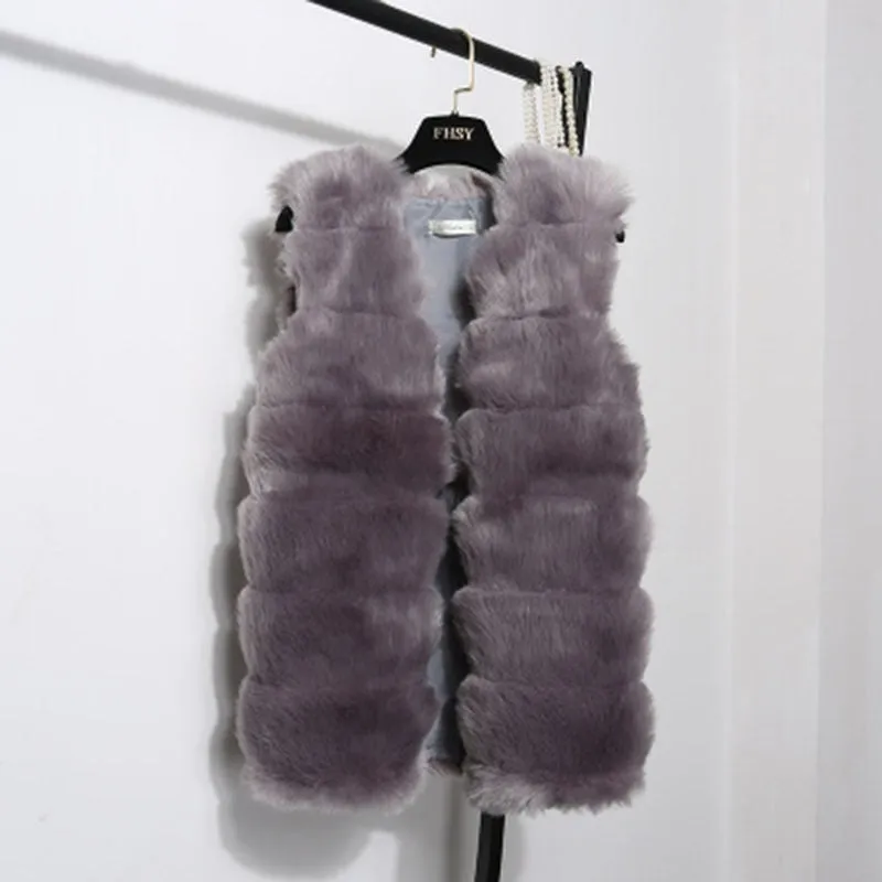 VenusFox Vintage Casual Faux Fur Coat