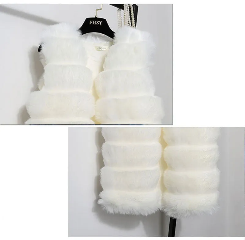 VenusFox Vintage Casual Faux Fur Coat