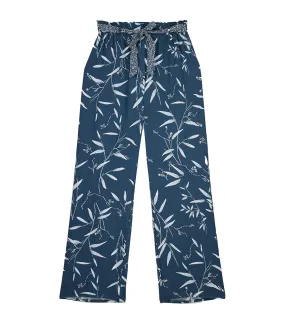 Viscose Lounge Pants With Leaf Green Print