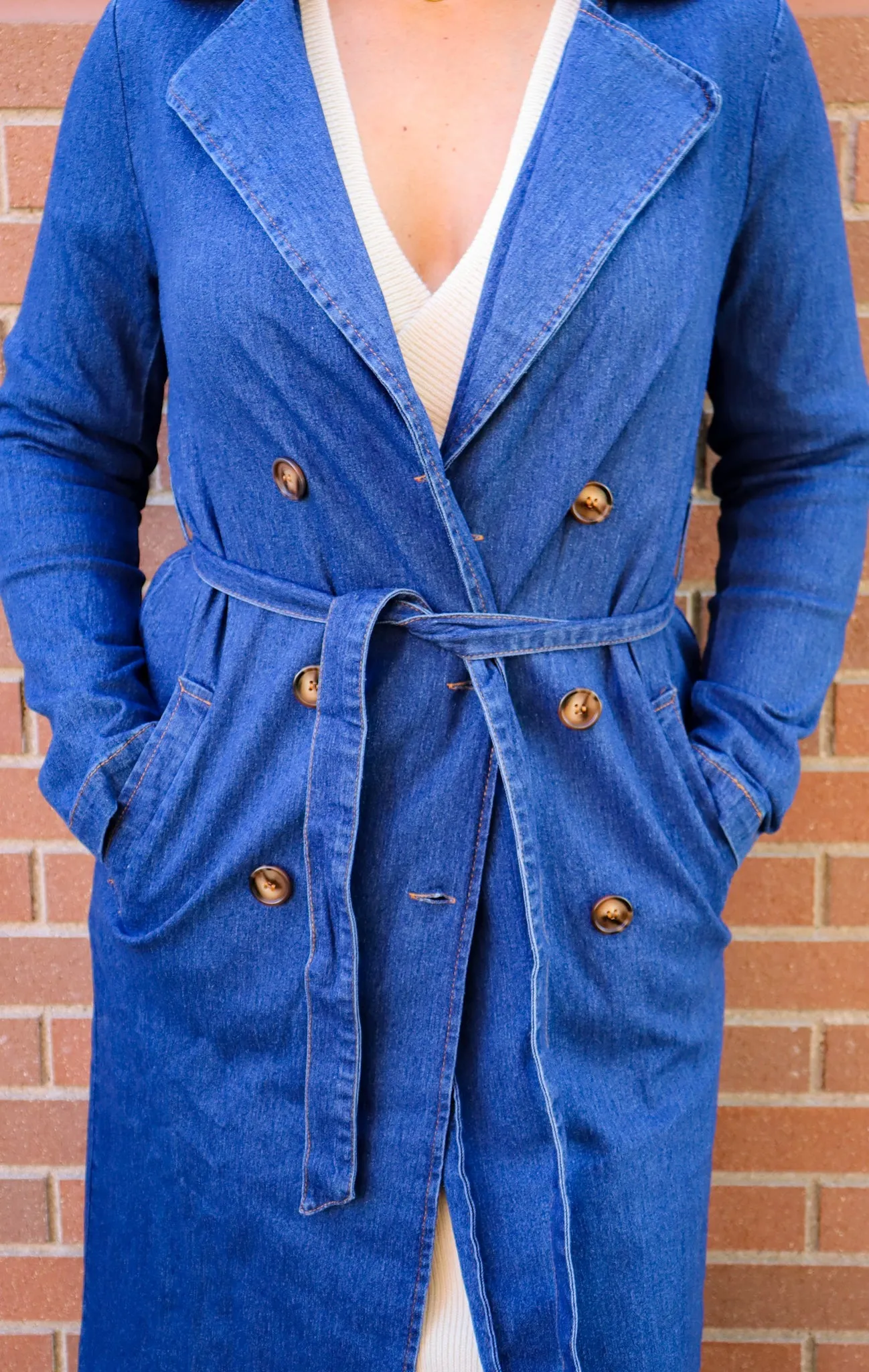 WASHED DENIM TRENCH COAT