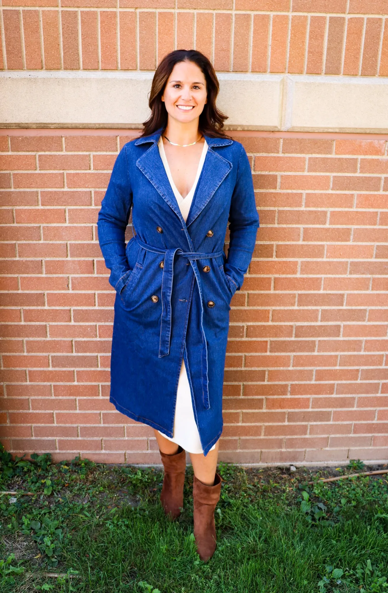 WASHED DENIM TRENCH COAT