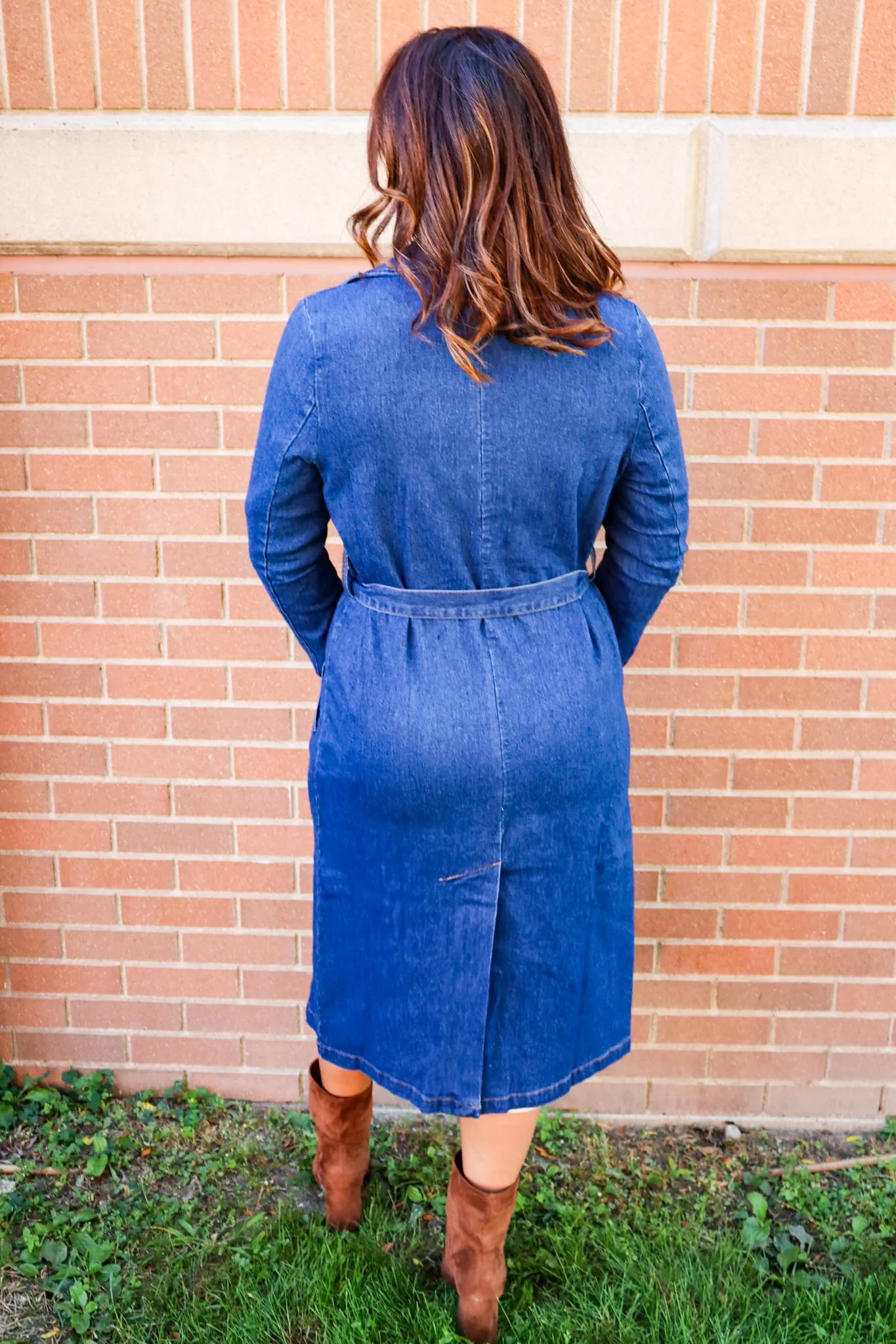 WASHED DENIM TRENCH COAT