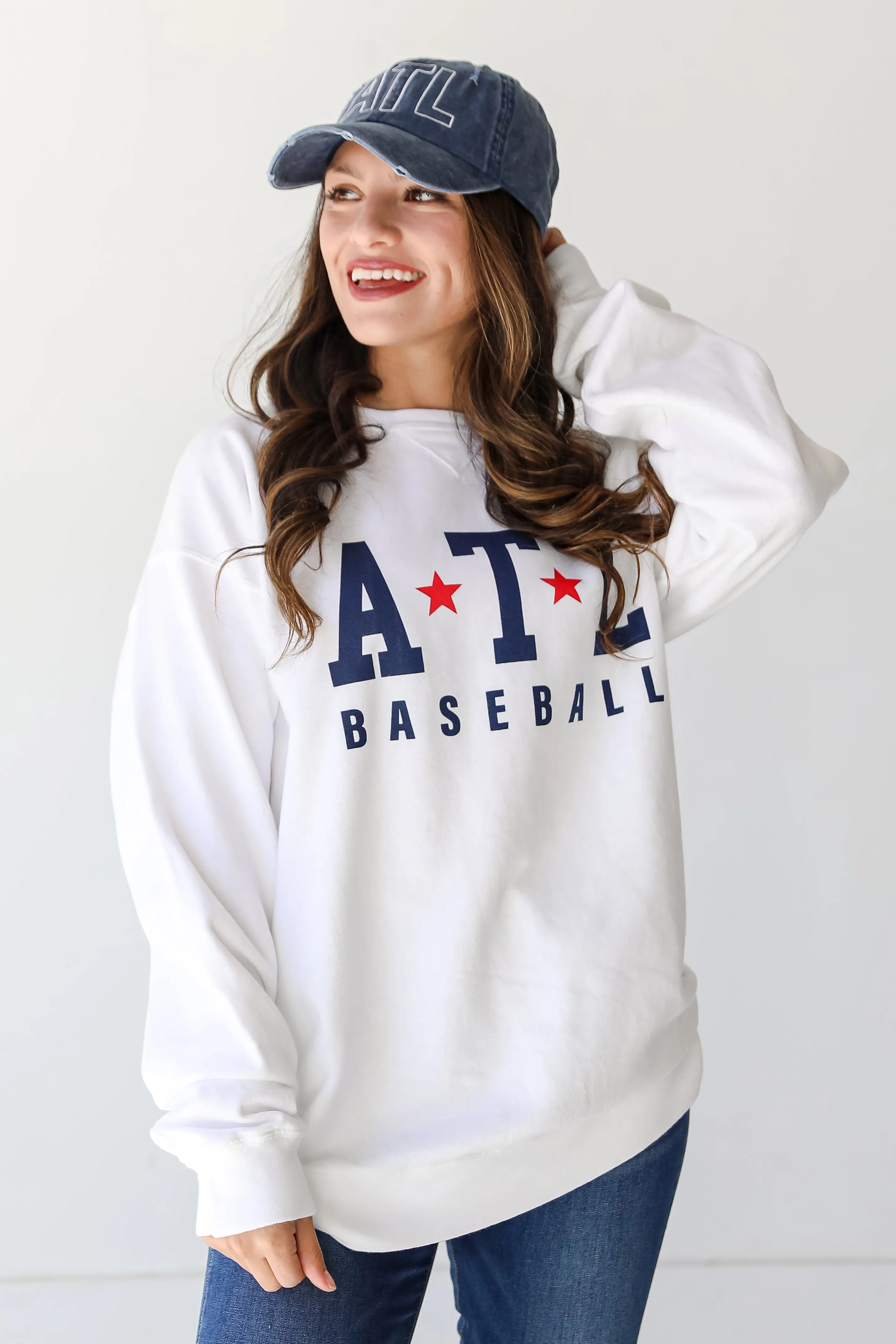 White ATL Baseball Star Sweatshirt