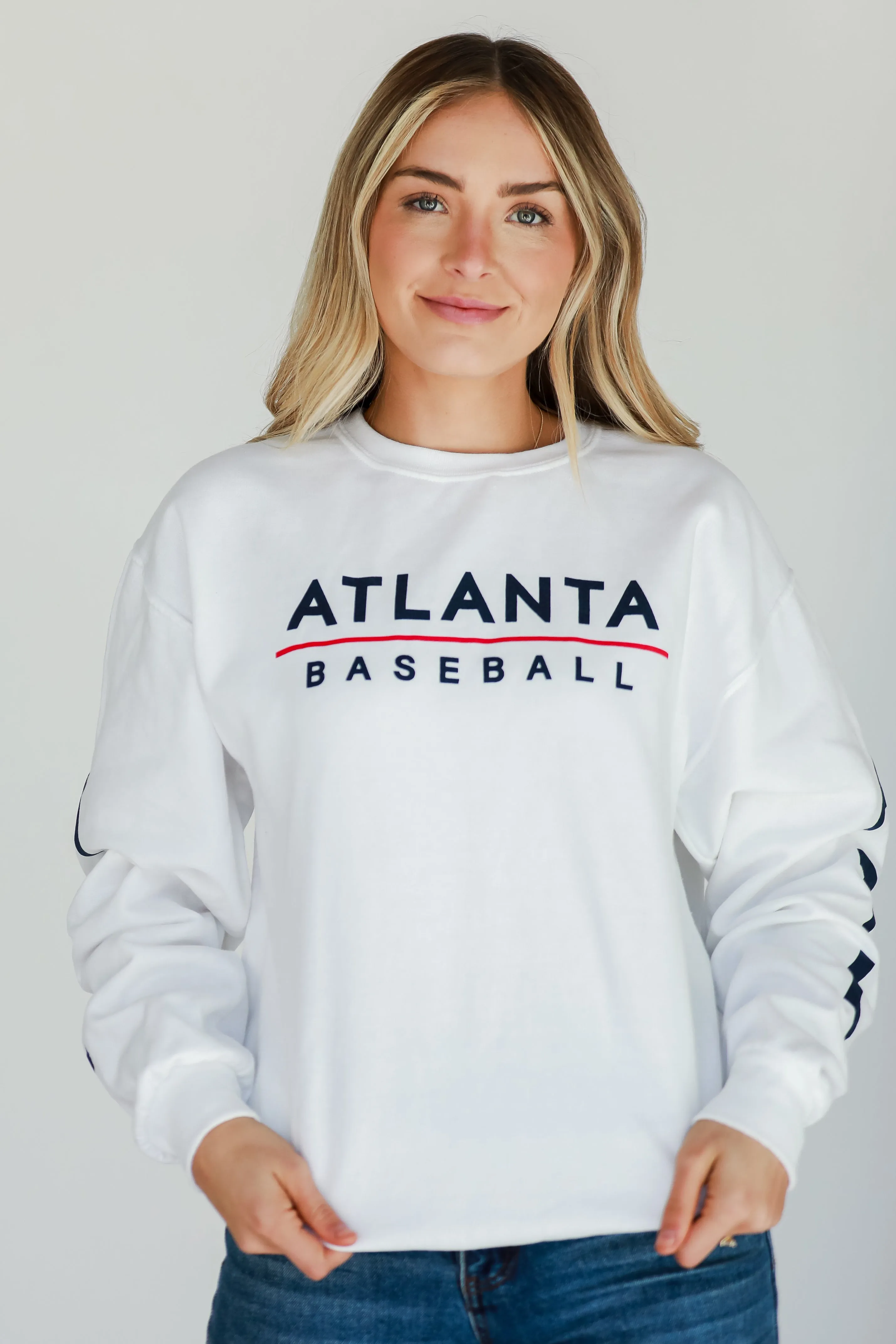 White Atlanta Baseball Sweatshirt