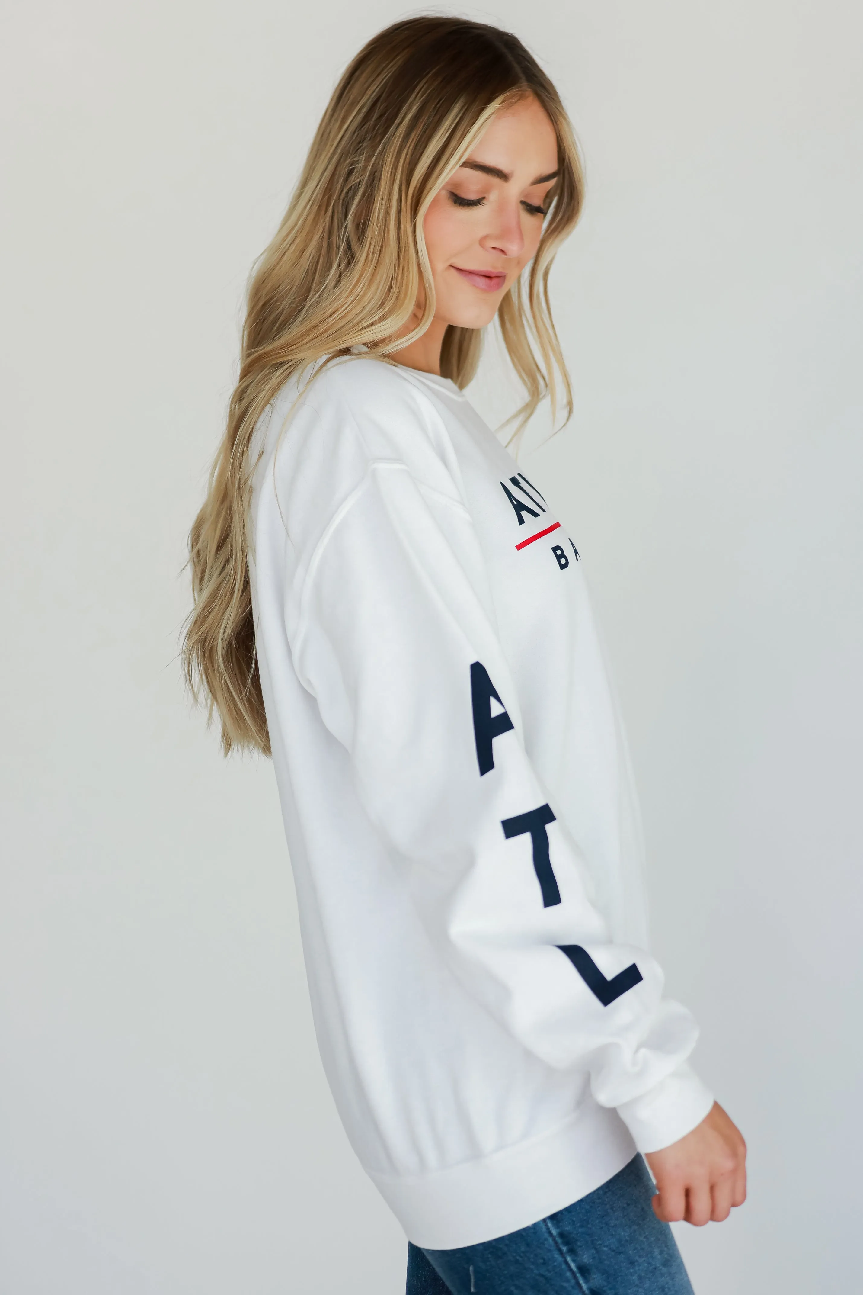 White Atlanta Baseball Sweatshirt