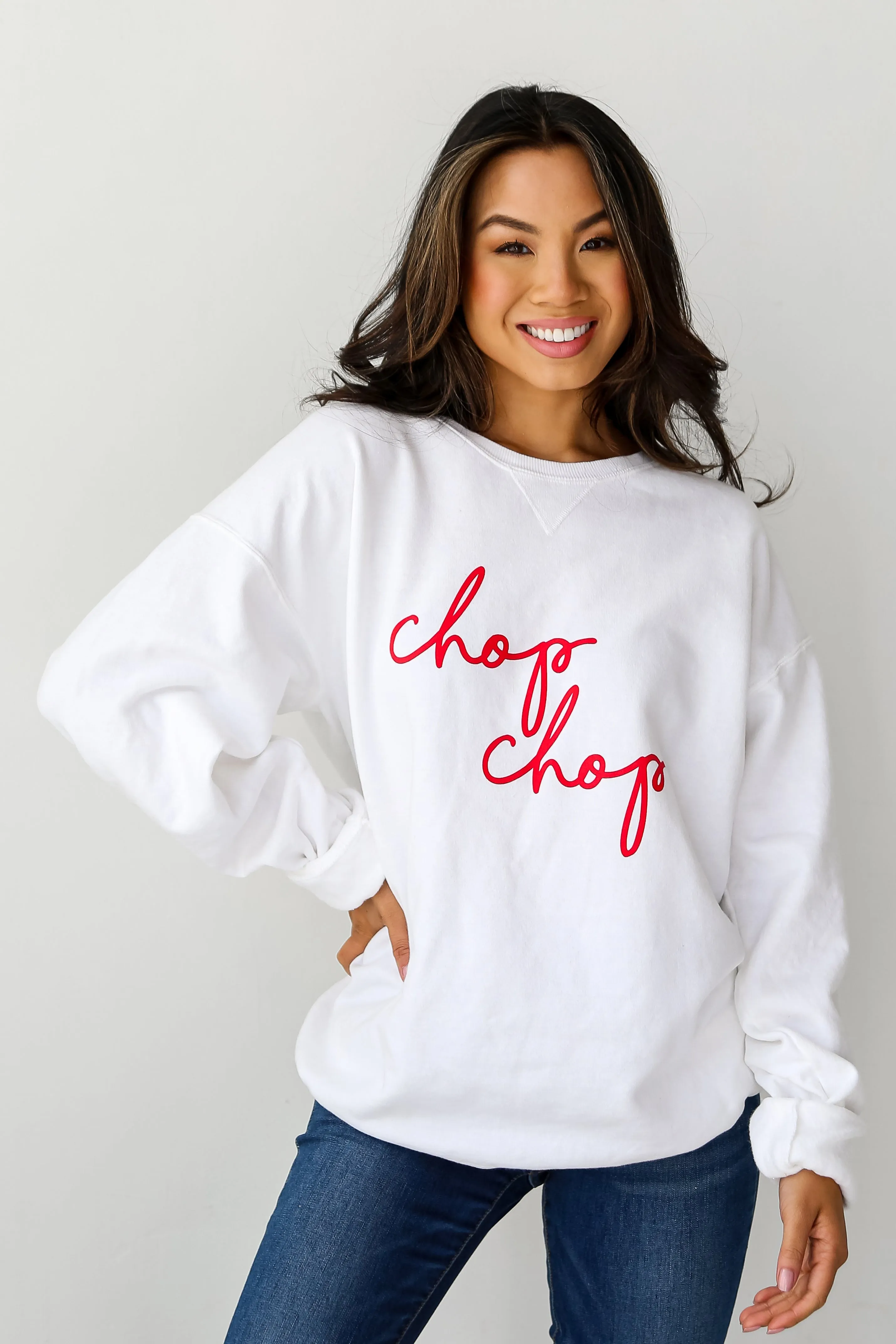 White Chop Chop Script Sweatshirt