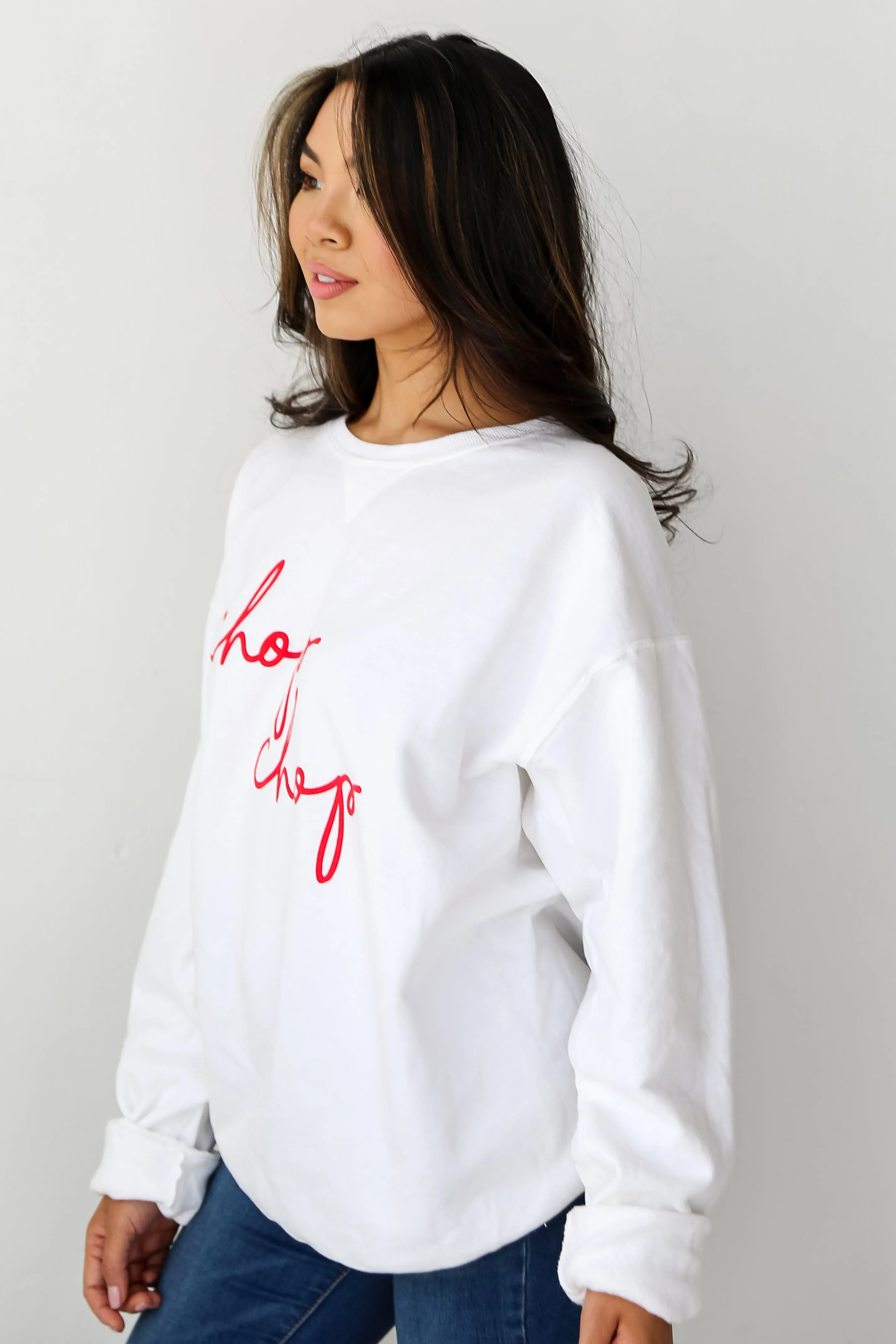 White Chop Chop Script Sweatshirt