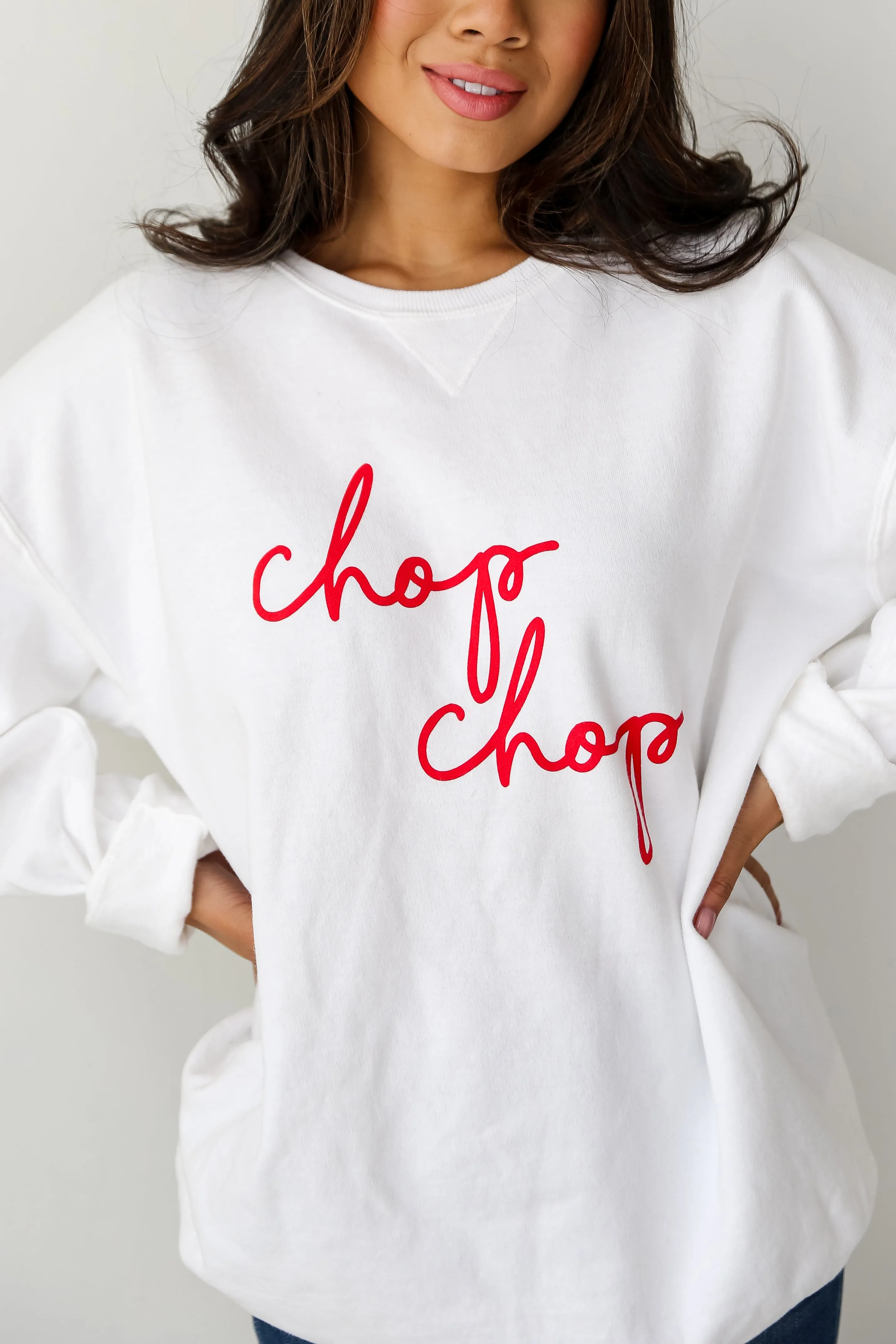 White Chop Chop Script Sweatshirt