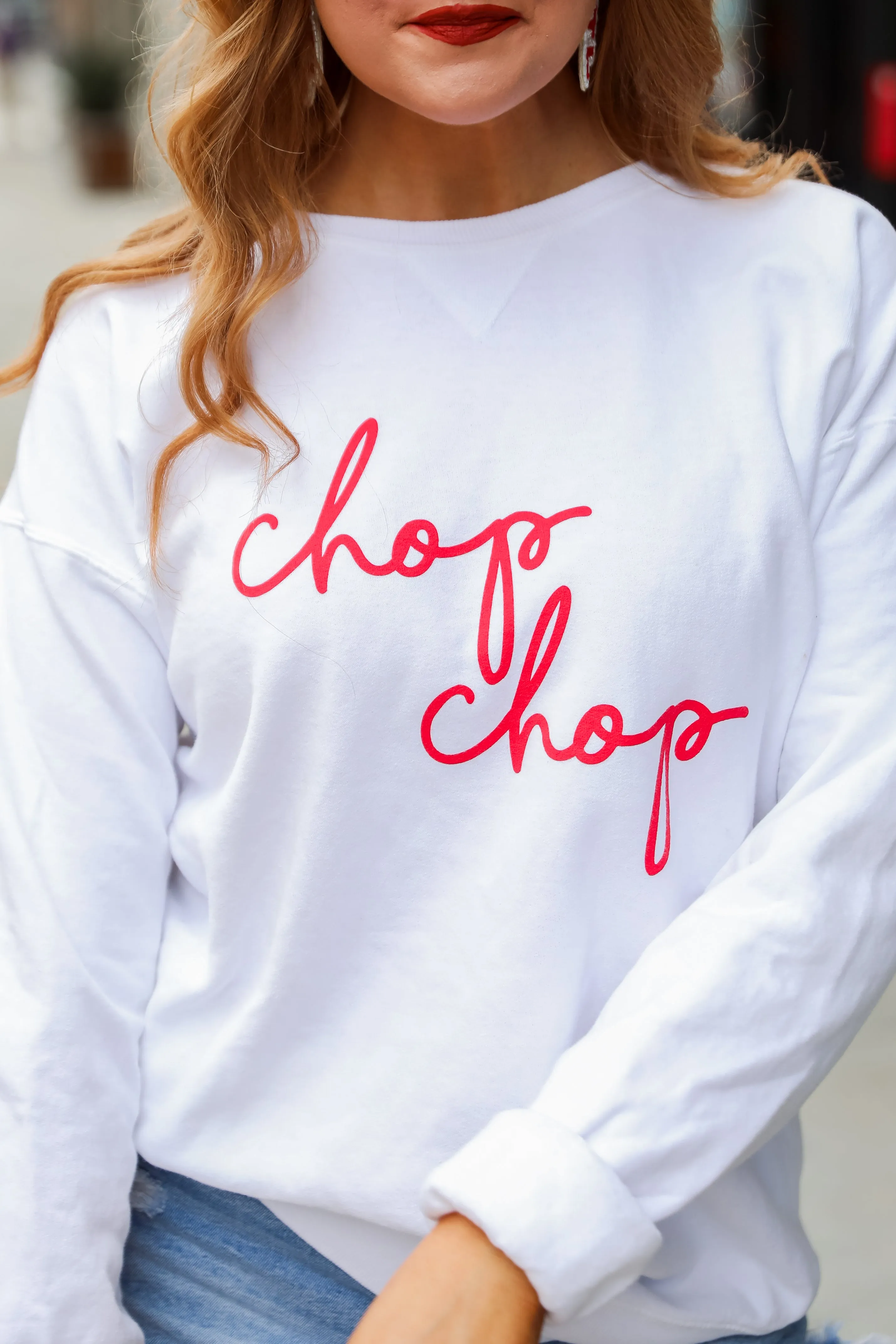 White Chop Chop Script Sweatshirt