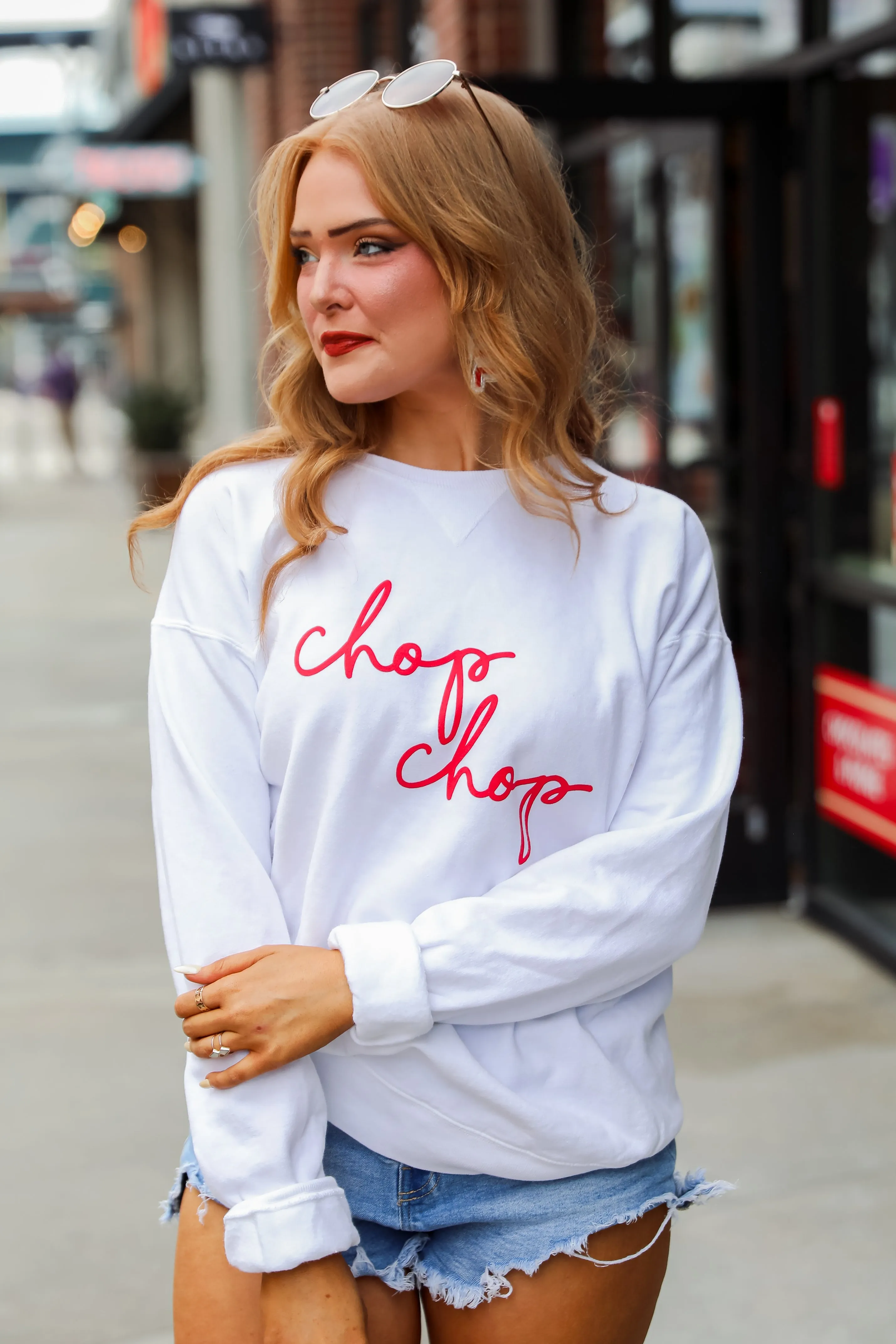 White Chop Chop Script Sweatshirt