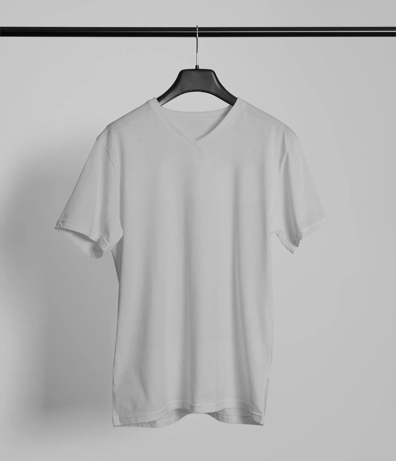 White Cotton Unisex Ultra-Light V-Neck T-Shirt