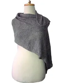 Women Alpaca Shawl Open Poncho Gray