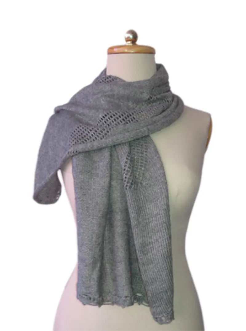 Women Alpaca Shawl Open Poncho Gray