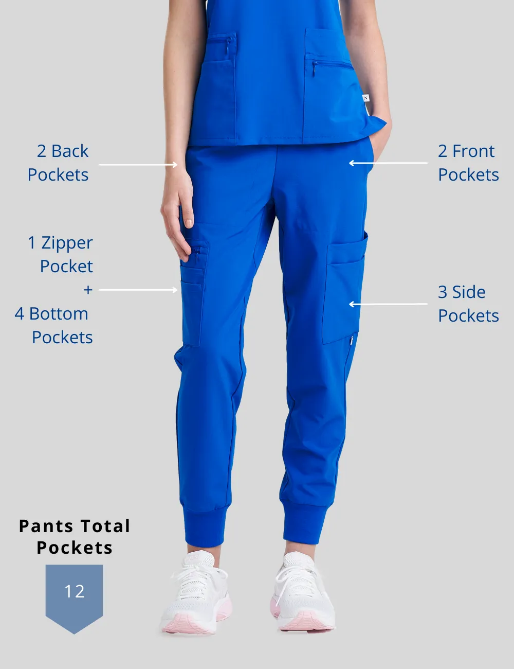 Womens 12-Pocket Scrub Jogger Pants - Ceil