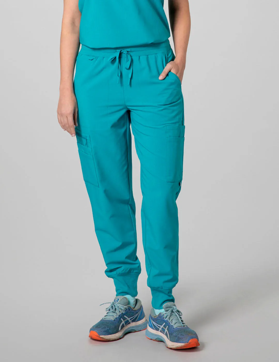 Womens 12-Pocket Scrub Jogger Pants - Teal