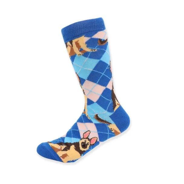 *Women's Argyle German Shepard Novelty Socks