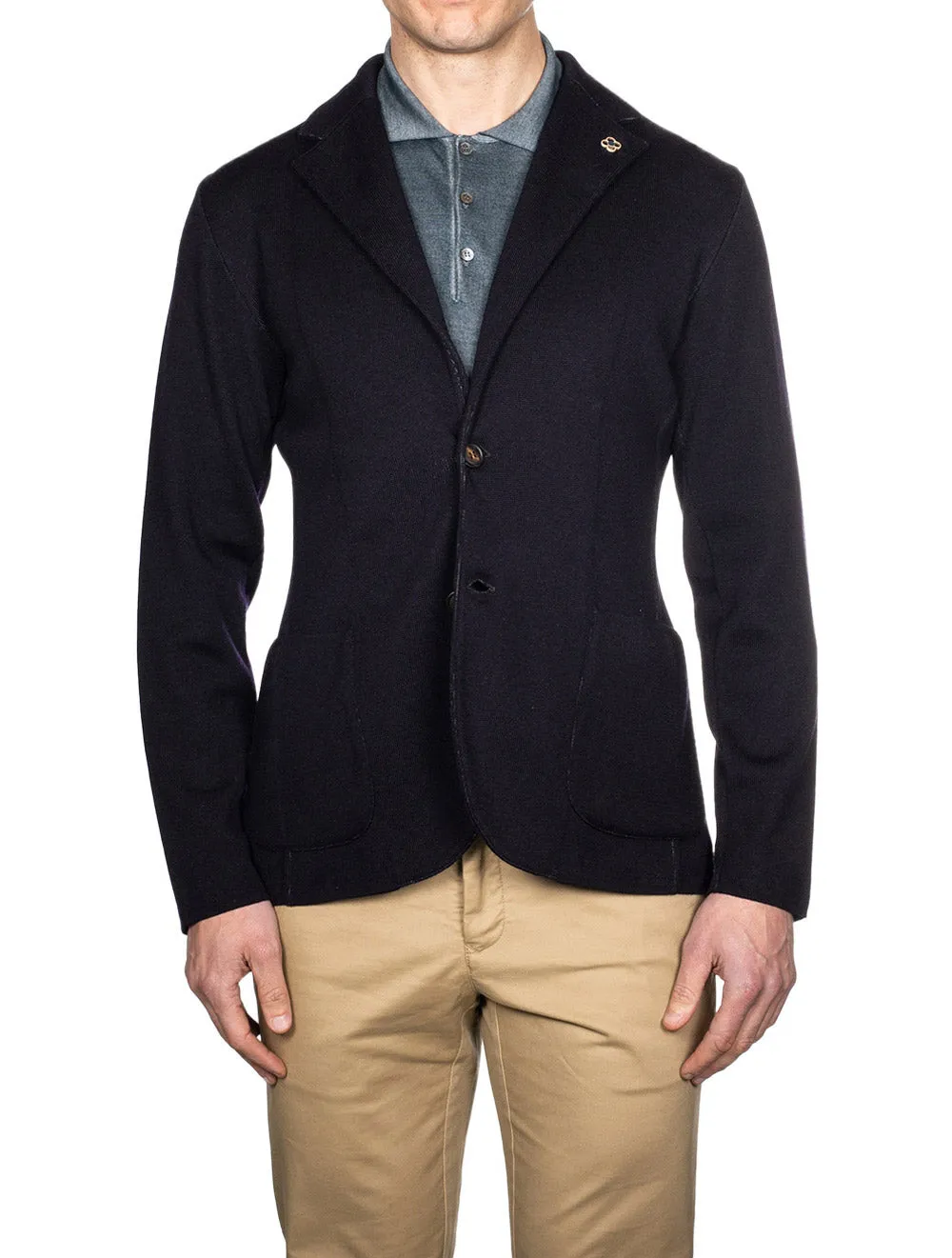 Wool Knit Jacket Navy