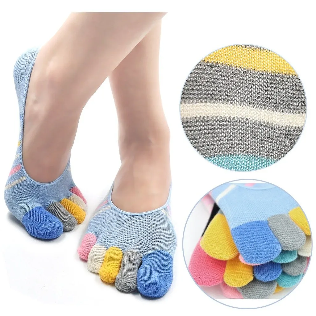 ZFSOCK Cute Design 5 Finger No show Toe Socks for Women, 5 Pairs