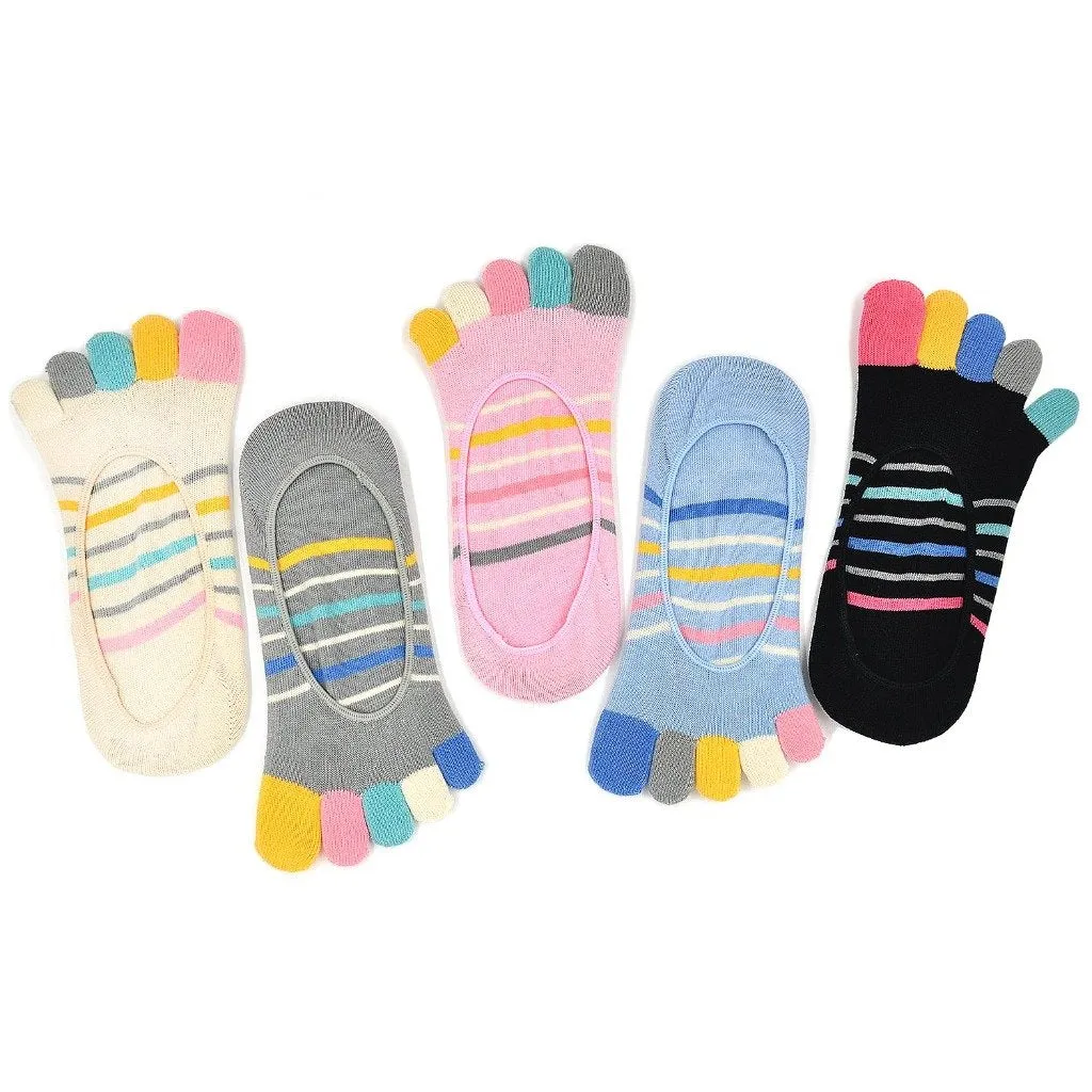 ZFSOCK Cute Design 5 Finger No show Toe Socks for Women, 5 Pairs