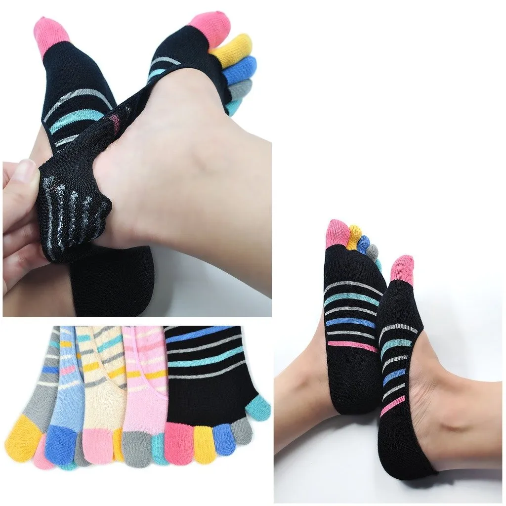 ZFSOCK Cute Design 5 Finger No show Toe Socks for Women, 5 Pairs