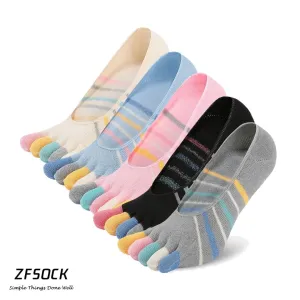 ZFSOCK Cute Design 5 Finger No show Toe Socks for Women, 5 Pairs